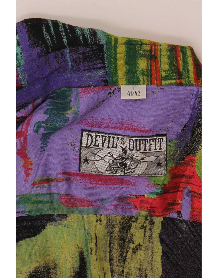 Vintage hombres patrón abstracto camisa tamaño 41/42 grande multicolor