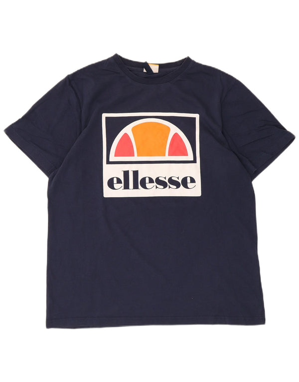 Ellesse Camiseta gráfica para mujer Top UK 46 Large Azul marino Algodón