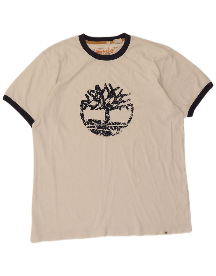 Timberland Camiseta gráfica para hombre Top XL Off White Cotton