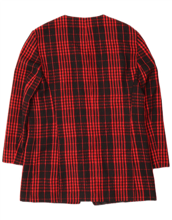 Gerry Weber Chaqueta tipo blazer de 7 botones para mujer Reino Unido 12 Lana a cuadros roja mediana