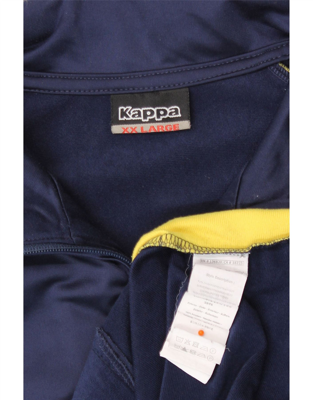 Kappa Hombre Chándal Top Chaqueta 2XL Azul Marino Colorblock Poliéster