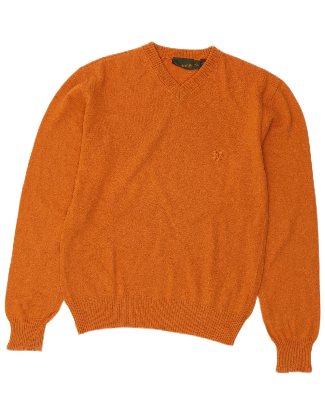 TIMBERLAND Jersey con Cuello en V para Hombre Small Lana Naranja