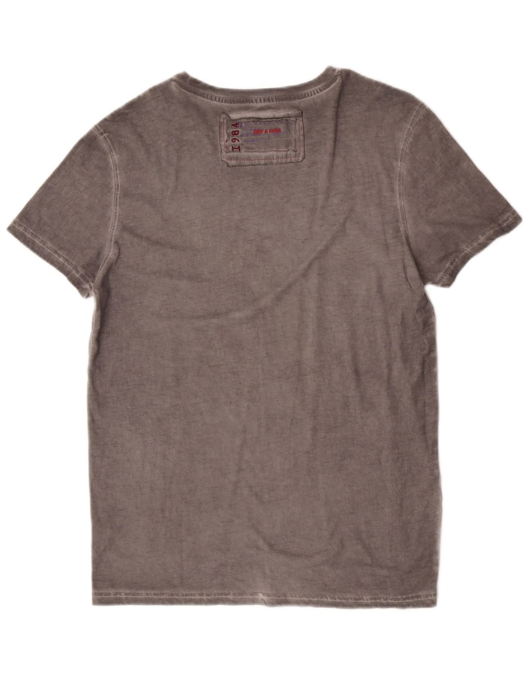 Desigual Hombre Camiseta Gráfica Top Algodón Gris Medio