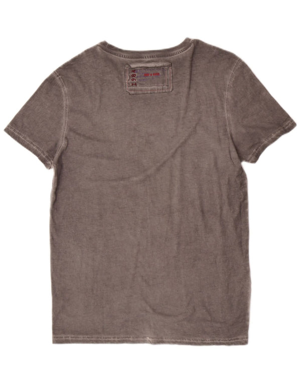 Desigual Hombre Camiseta Gráfica Top Algodón Gris Medio