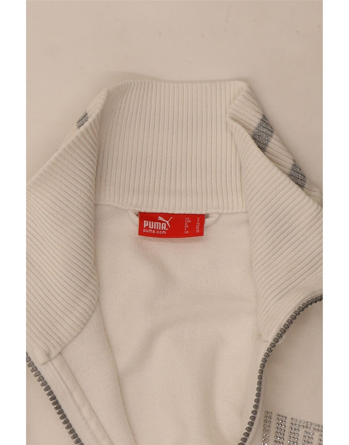 Puma Mujer Chándal Top Chaqueta Reino Unido 10 Pequeño Blanco