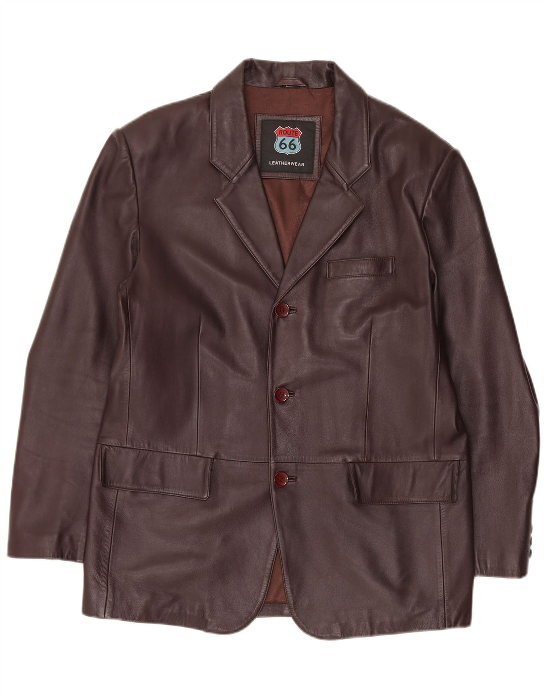 Route 66 Chaqueta tipo blazer de cuero con 3 botones para hombre UK 42 XL Cuero marrón