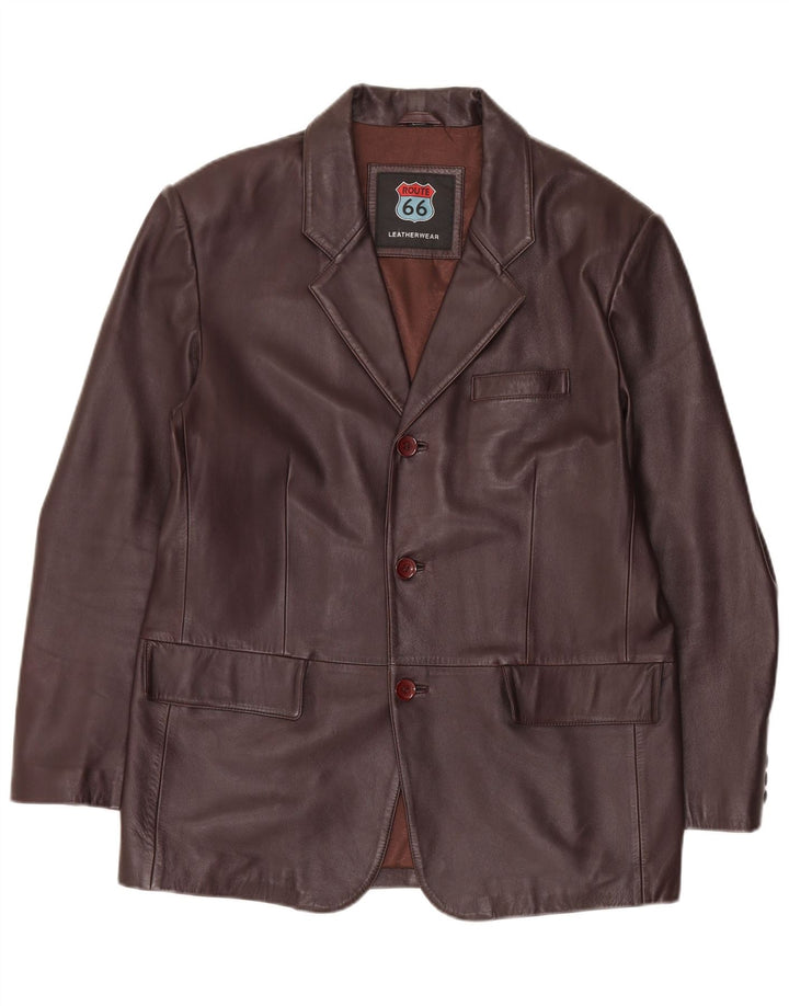 Route 66 Chaqueta tipo blazer de cuero con 3 botones para hombre UK 42 XL Cuero marrón
