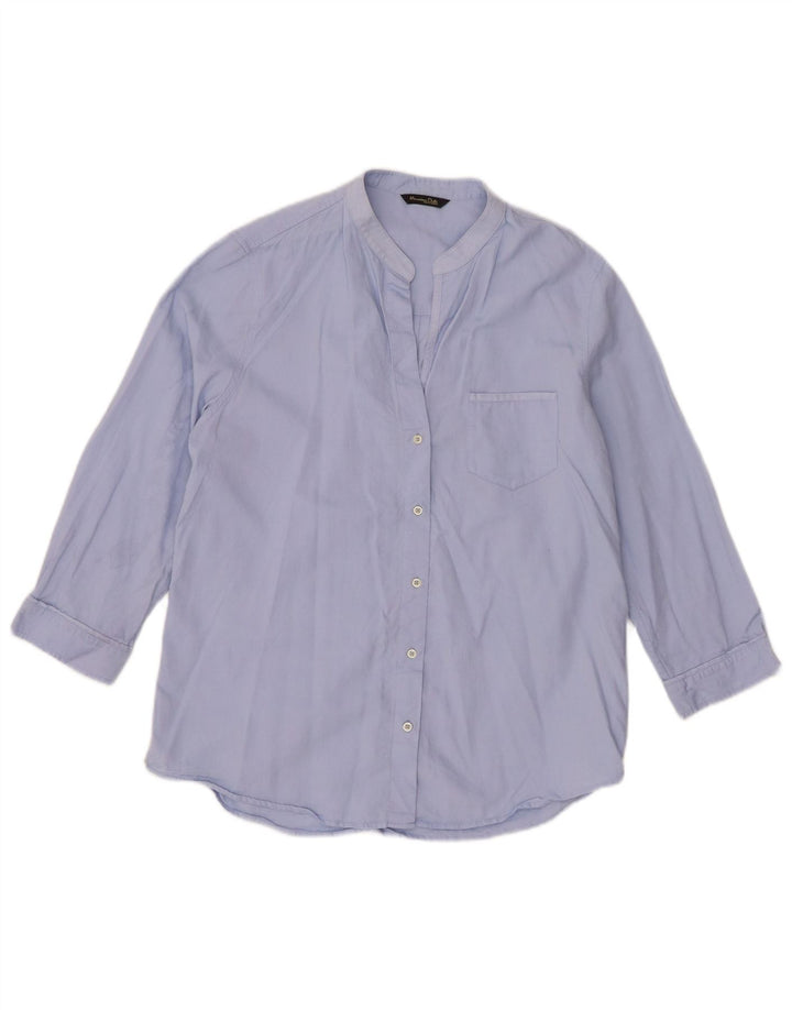 Massimo Dutti Camisa Manga 3/4 Mujer EU 40 Azul Medio