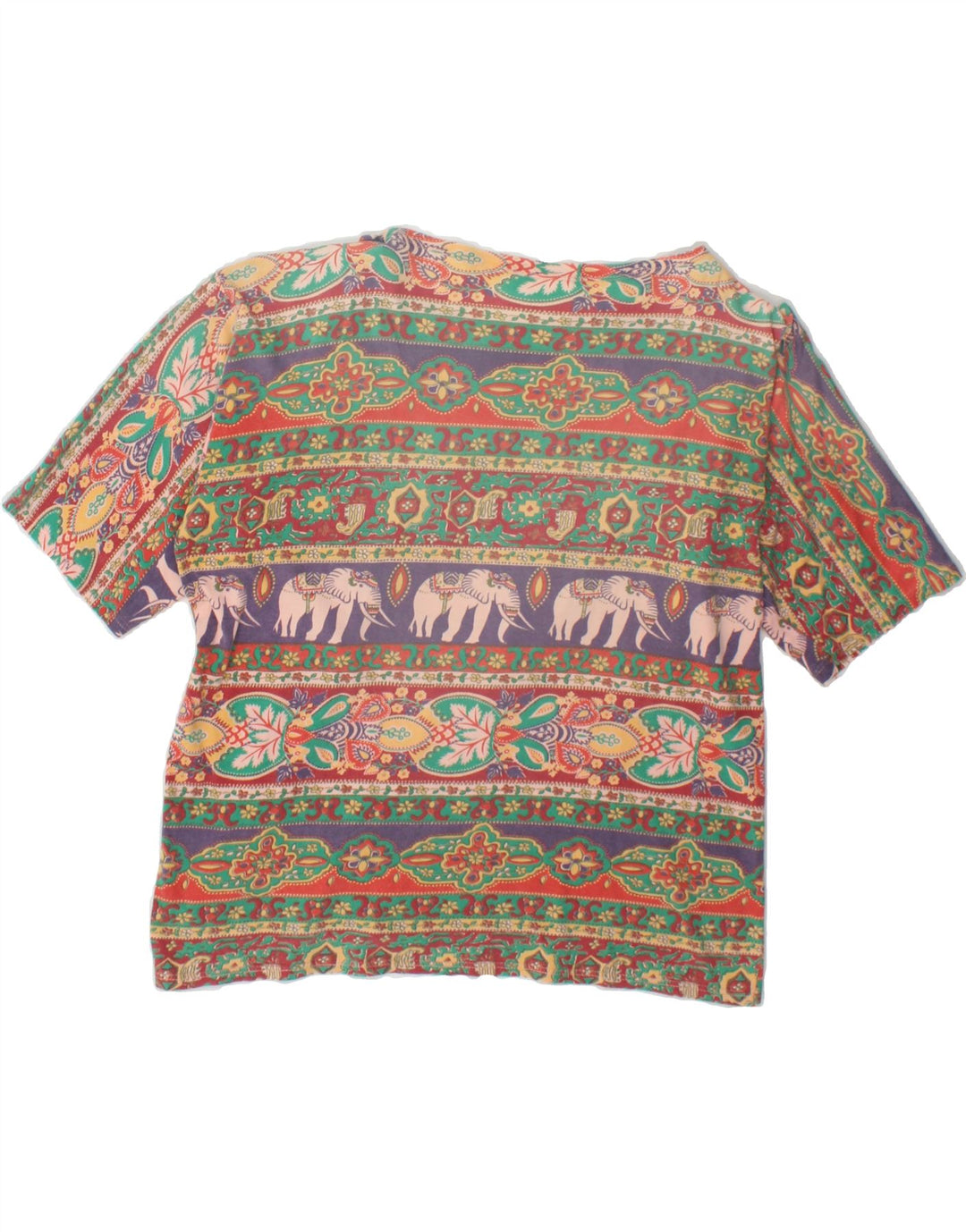 VINTAGE Womens Crop Abstract Pattern Blouse Top UK 14 Medium Multicoloured Vintage Vintage and Second-Hand Vintage from Messina Hembry 