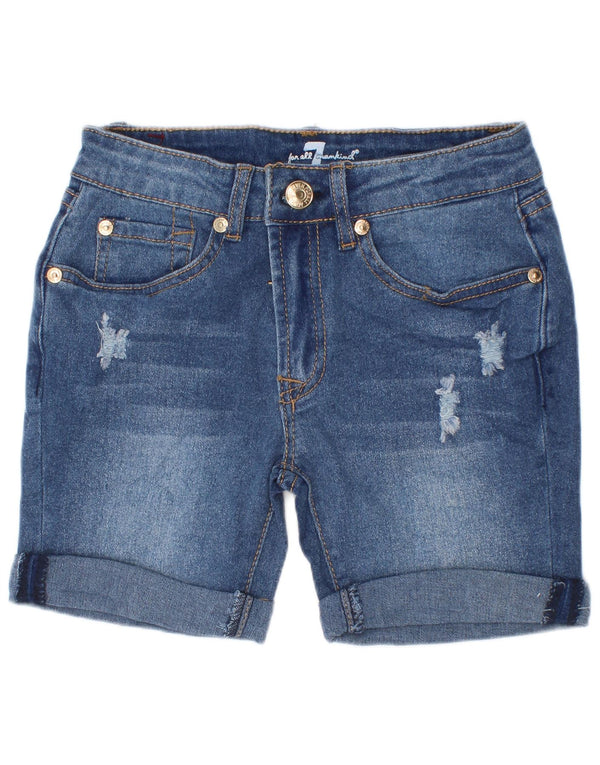 7 For All Mankind Shorts vaqueros desgastados para niños 9-10 años W22 Algodón azul
