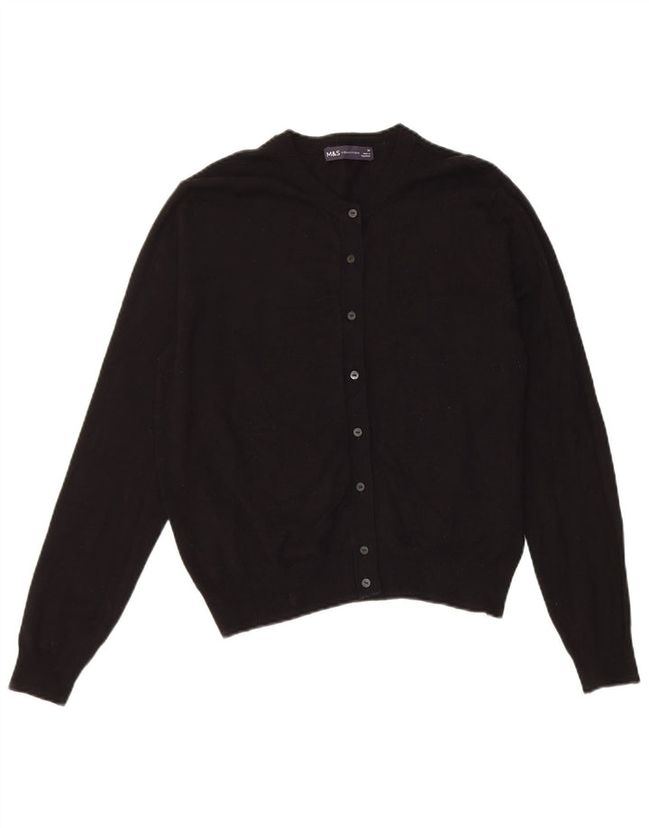 Marks & Spencer Suéter tipo cárdigan corto para mujer UK 44 Viscosa negra mediana