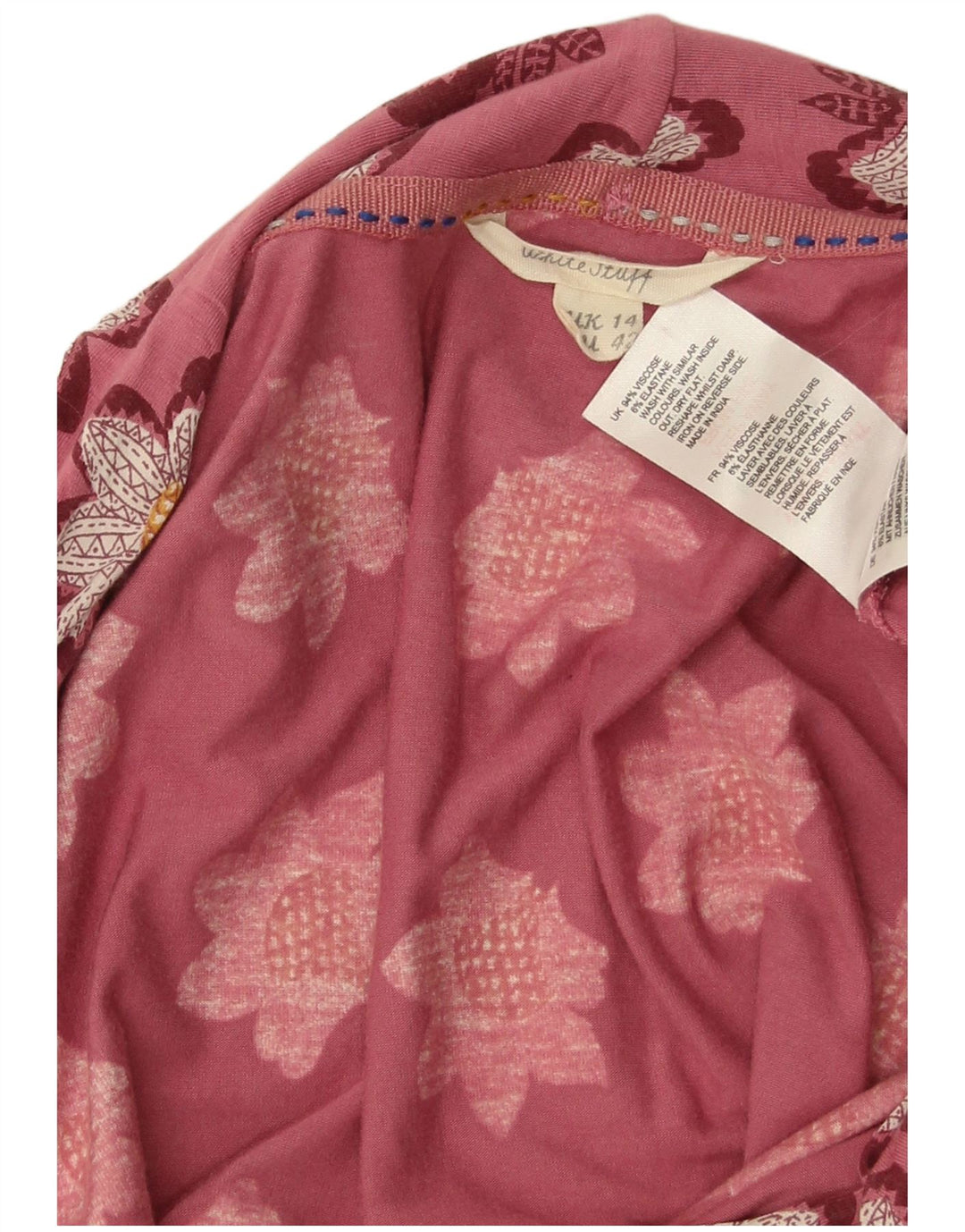 White Stuff Vestido básico sin mangas para mujer UK 44 Viscosa floral rosa medio