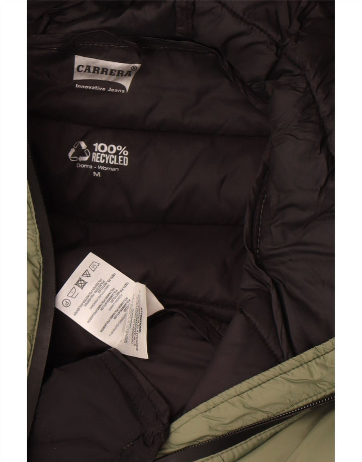 Carrera Chaqueta acolchada con capucha para mujer UK 14 Medium Khaki Poliamida