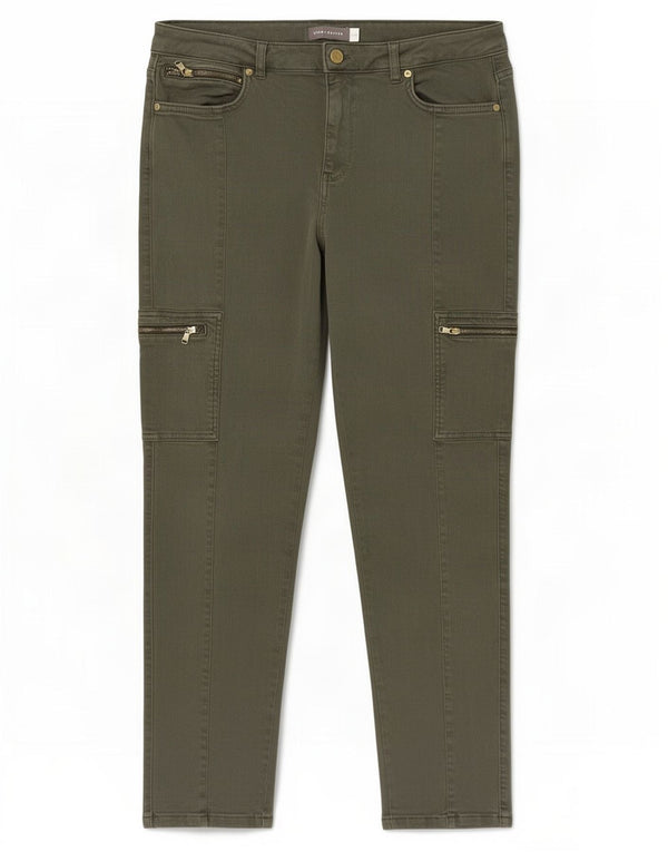 MINT VELVET Vaqueros cargo ajustados para mujer UK 14 Large W32 L28 Algodón caqui