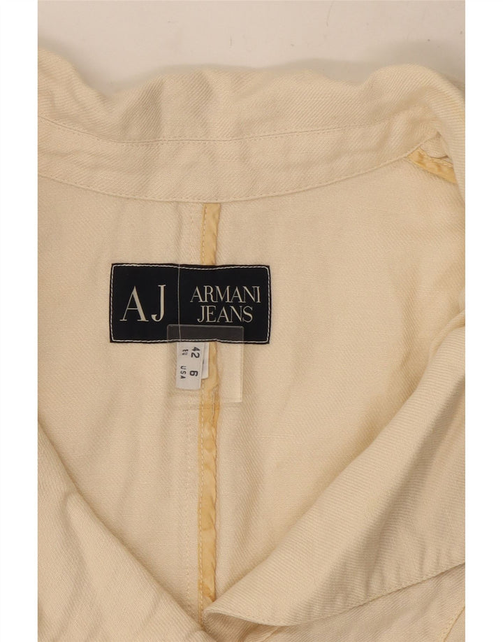 ARMANI JEANS Chaqueta tipo blazer corta con 3 botones para mujer US 6 Medium Off White