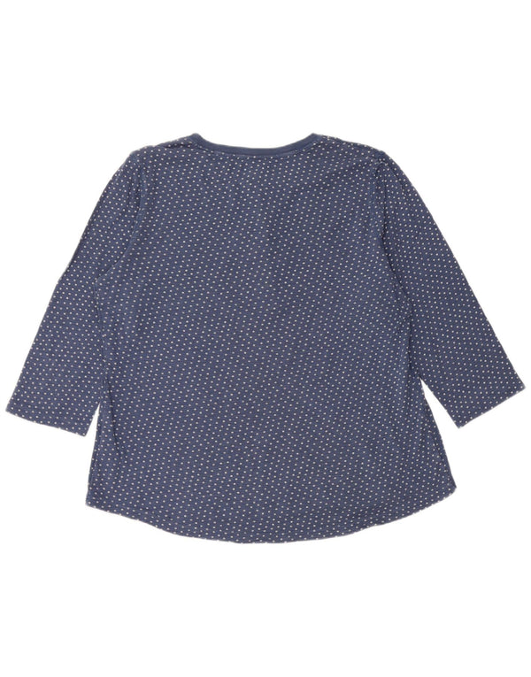 Chaps Mujer Top Manga 3/4 UK 18 XL Algodón Manchado Azul Marino