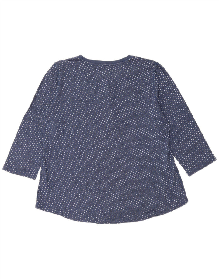 Chaps Mujer Top Manga 3/4 UK 18 XL Algodón Manchado Azul Marino