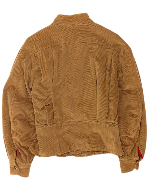 Vintage mujer chaqueta de pana Reino Unido 14 algodón marrón medio