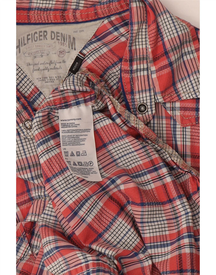 Hilfiger Denim Camisa gráfica para hombre de algodón a cuadros rojos medianos