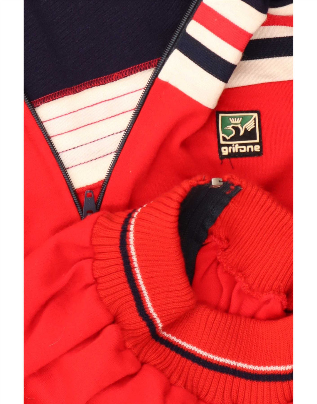Grifone Cárdigan con cremallera completa para hombre IT 50 Medium Red Colourblock Acrílico