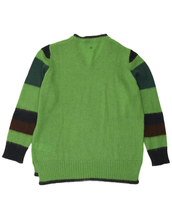 Marina Rinaldi Womens V-Neck Jumper Sweater UK 14 Medium Green Colourblock
