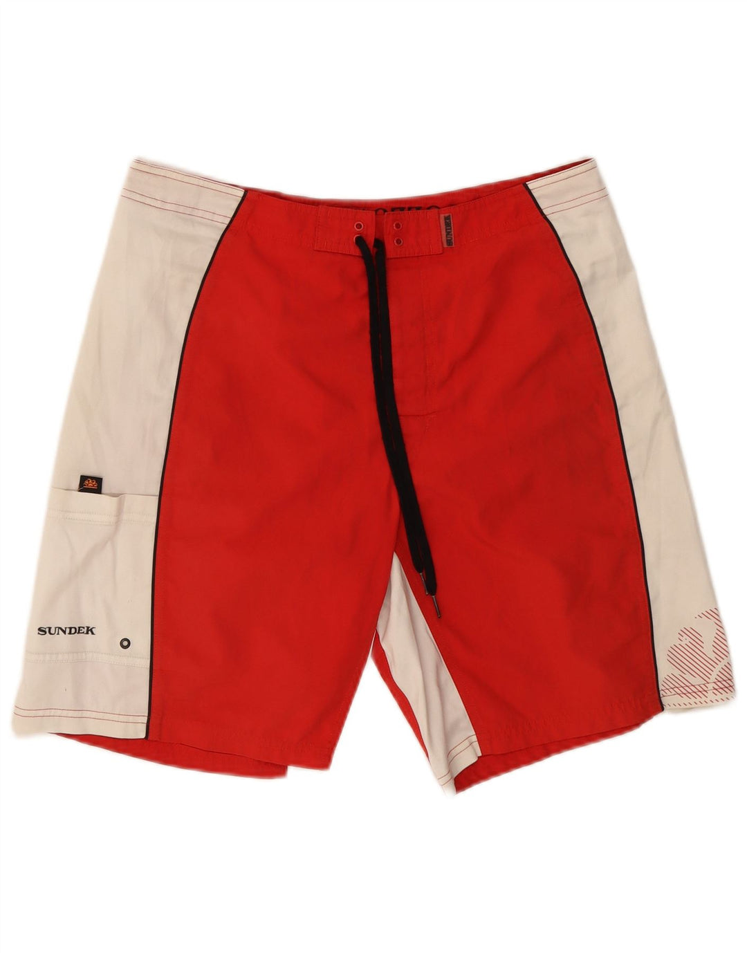 Sundek Bañador con estampado gráfico para hombre, color rojo medio, poliéster con bloques de color