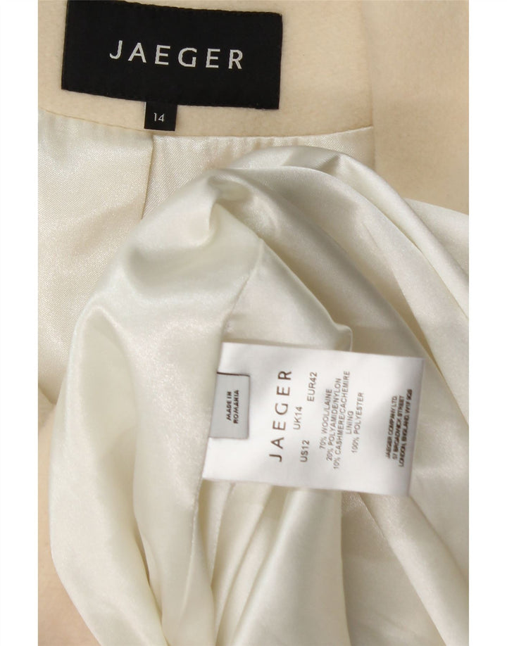 Jaeger Abrigo de doble botonadura para mujer Reino Unido 44 Grande Lana blanca