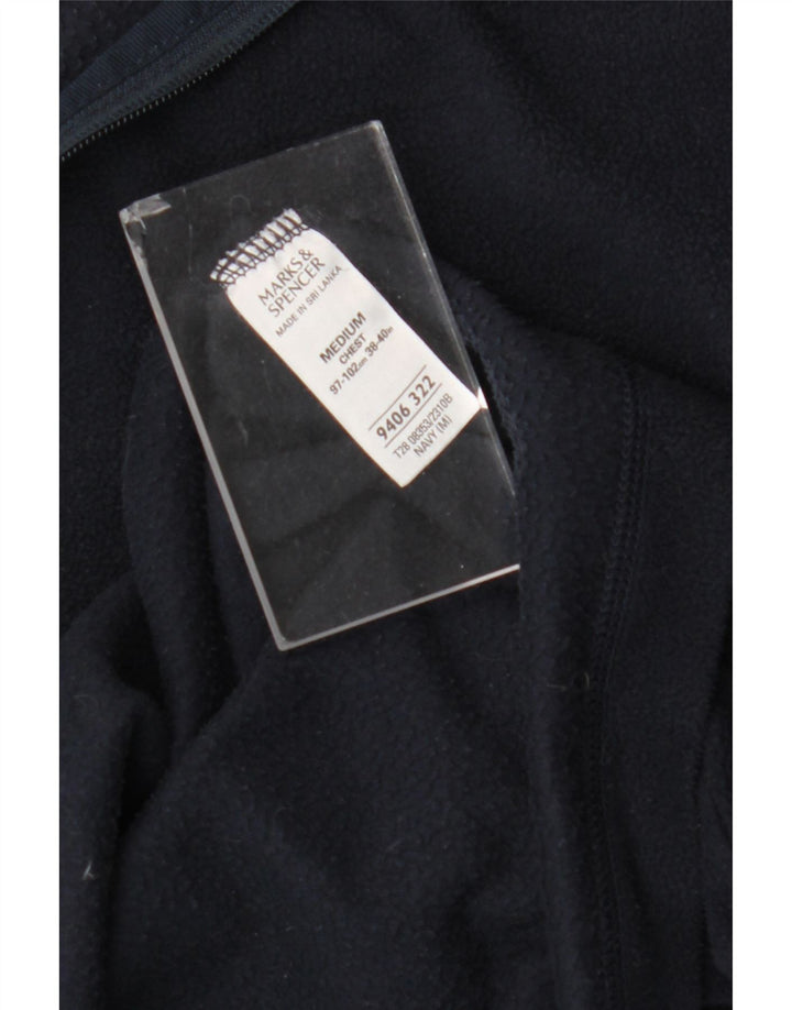 Marks & Spencer Jersey de forro polar con cuello y cremallera para hombre Poliéster azul marino mediano