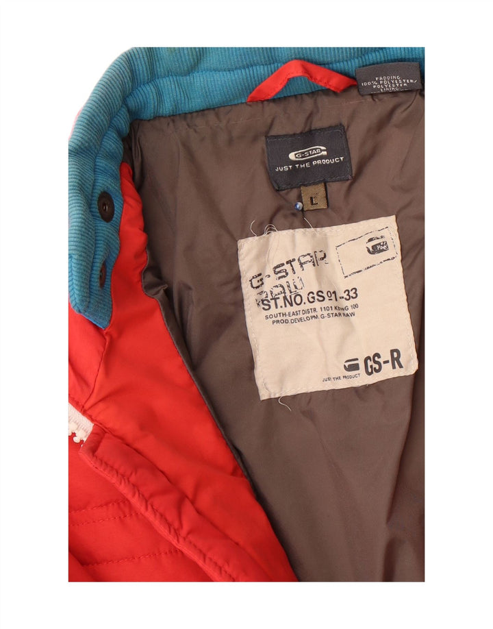 G-STAR Womens Padded Jacket UK 14 Large Red Colourblock Nylon Vintage G-Star and Second-Hand G-Star from Messina Hembry 