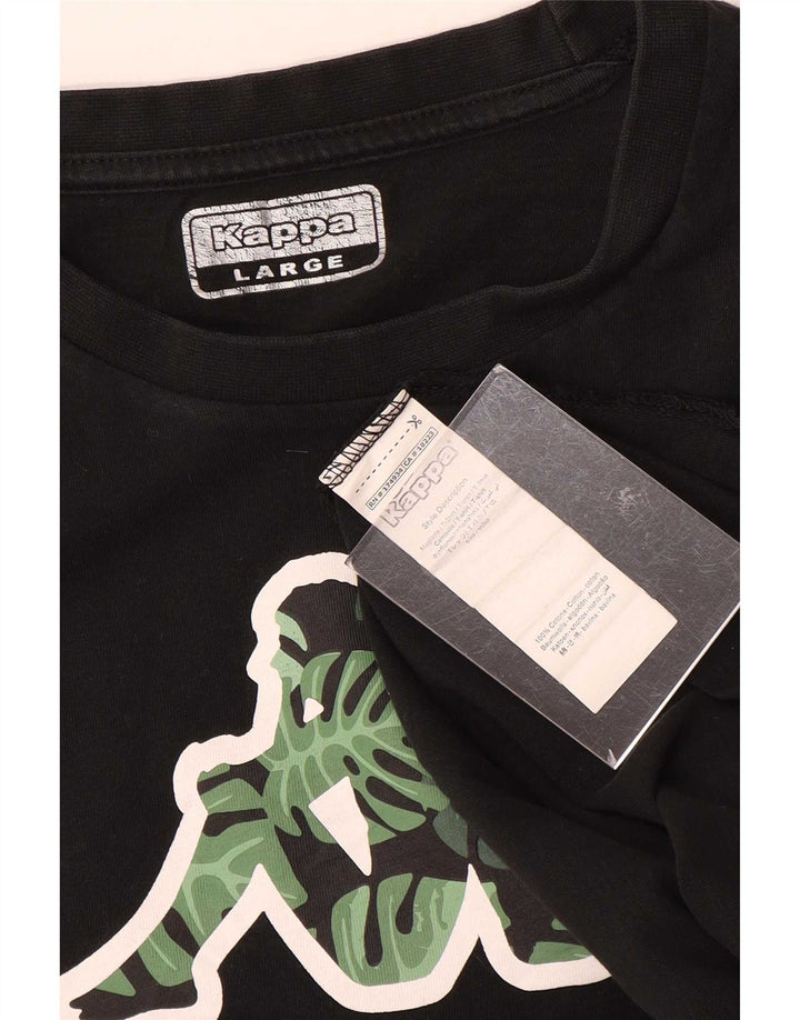 Kappa - Camiseta gráfica para hombre, talla grande, algodón negro