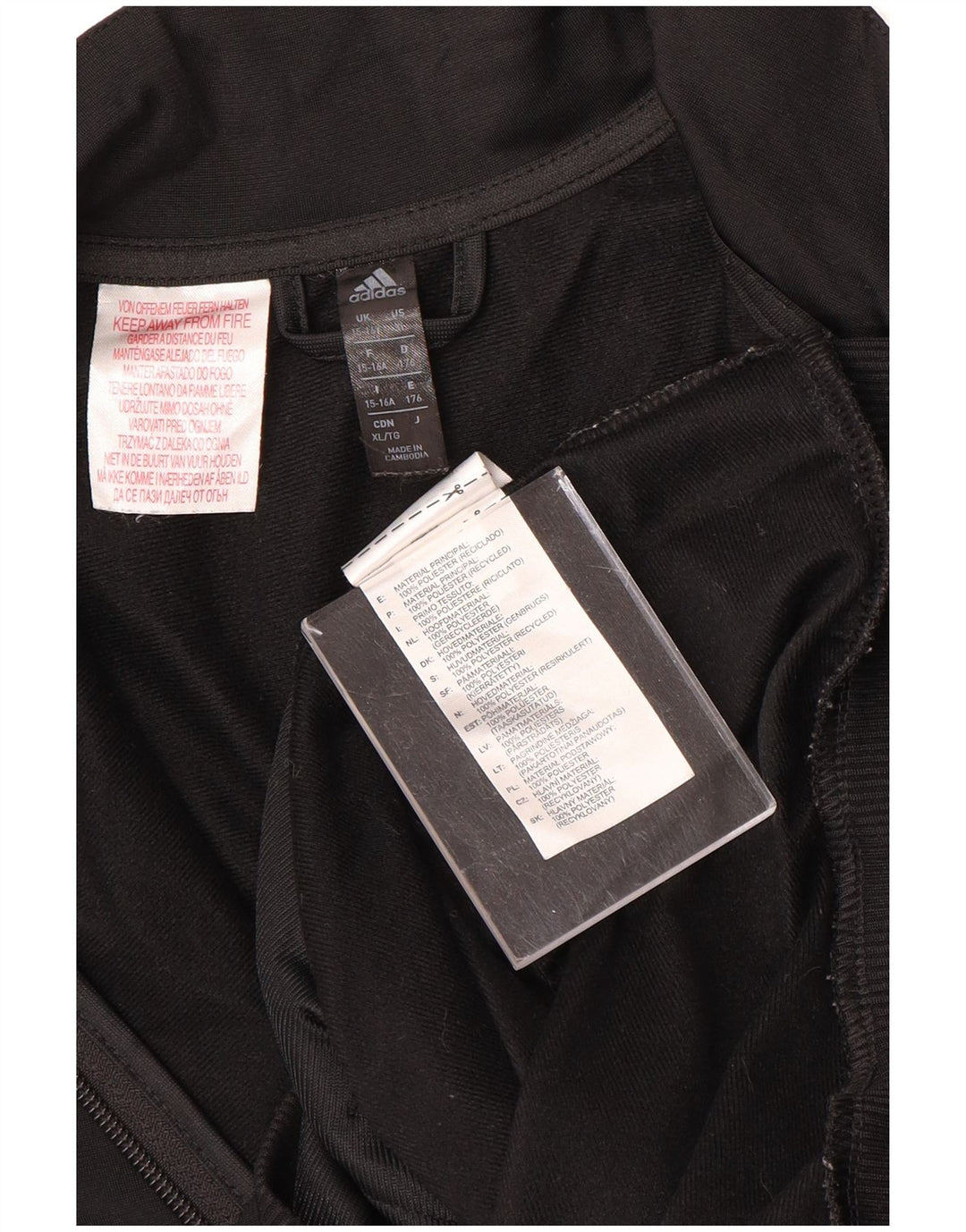 ADIDAS Chicos Climalite Chándal Top Chaqueta 15-16 Años Negro Poliéster