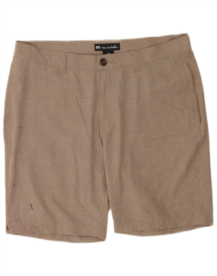 Travis Mathew Pantalones cortos chinos para hombre W36 Poliéster a cuadros beige grande