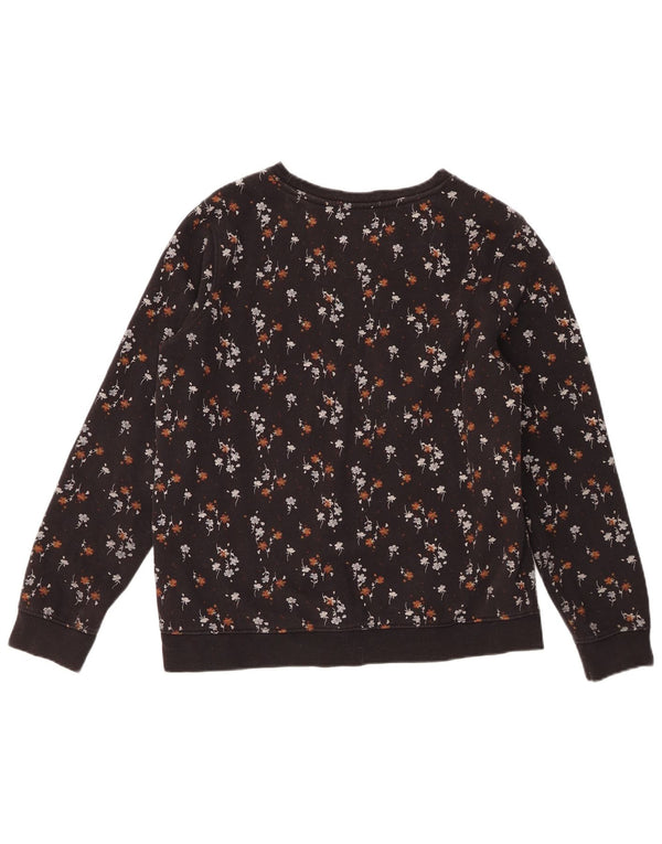 FAT FACE Sudadera para mujer Jumper UK 44 Mediano Negro Floral Algodón