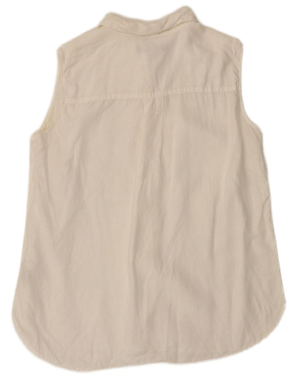 Marks & Spencer Blusa sin Mangas para Mujer UK 40 XL Lino Blanco