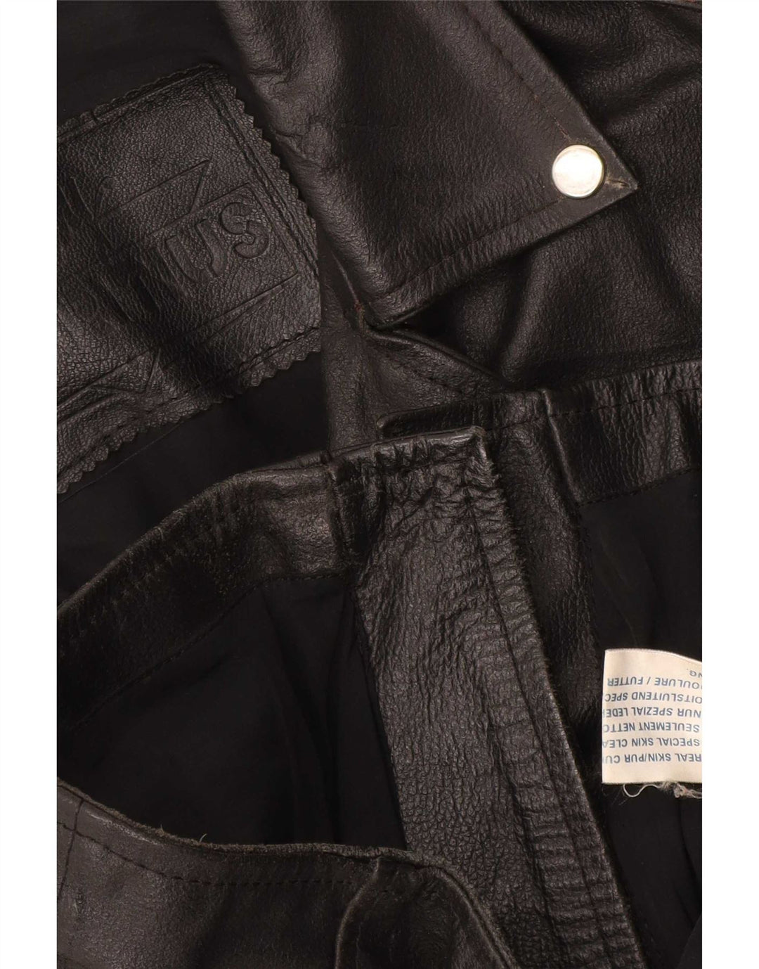 Vintage mujer cuero biker chaqueta Reino Unido 16 grande negro