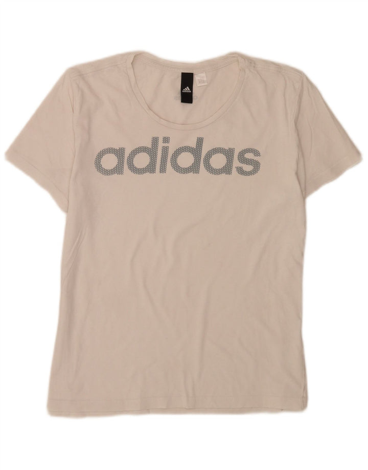 Adidas - Camiseta para mujer con gráfico regular, talla 12, color blanco