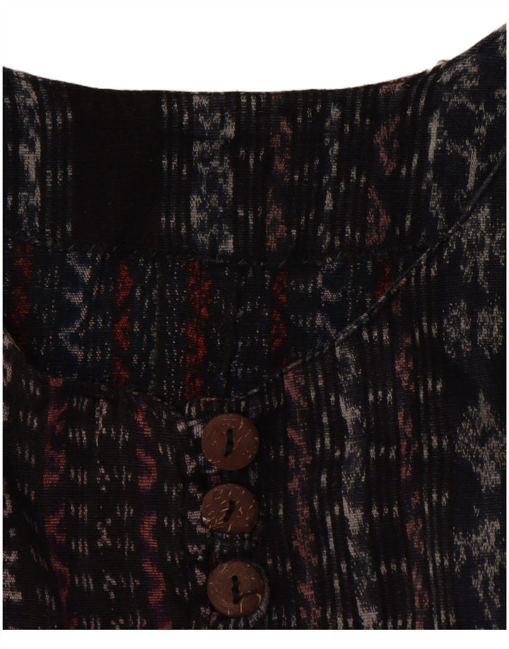 VINTAGE Mujer 3/4 Manga Camisa Blusa UK 18 XL Rayas Negras