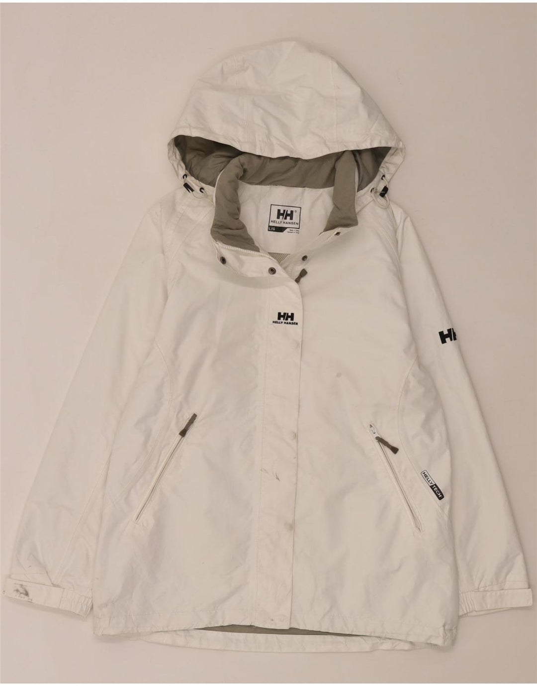 Helly Hansen Chaqueta impermeable con capucha para mujer Reino Unido 46 Poliéster blanco grande