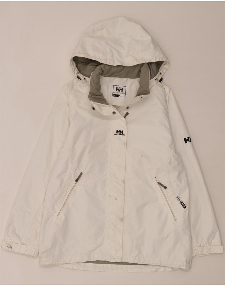 Helly Hansen Chaqueta impermeable con capucha para mujer Reino Unido 46 Poliéster blanco grande