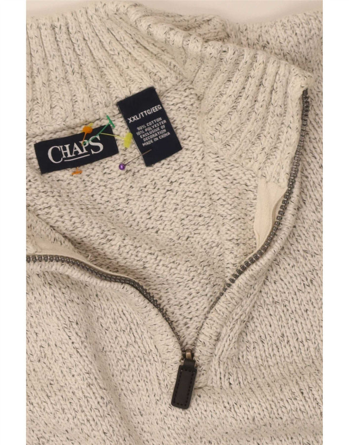 Chaps Suéter tipo jersey con cuello y cremallera para hombre, talla 2XL, algodón moteado gris