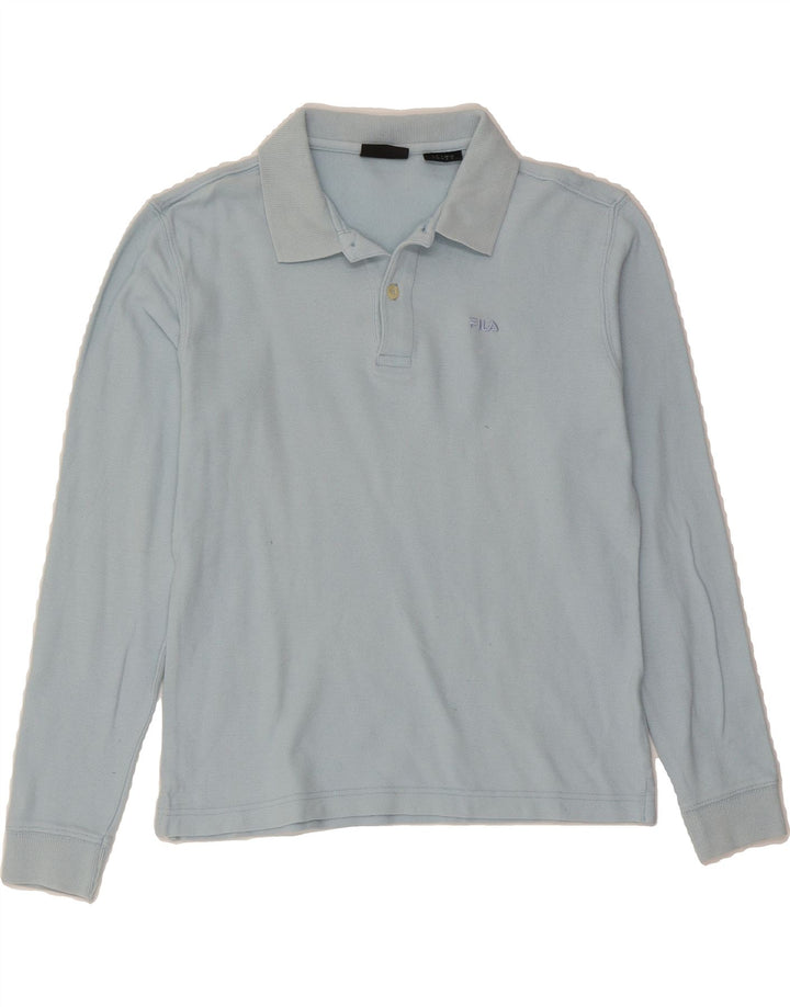 FILA Mens Long Sleeve Polo Shirt Small Blue Cotton Classic Vintage Fila and Second-Hand Fila from Messina Hembry 