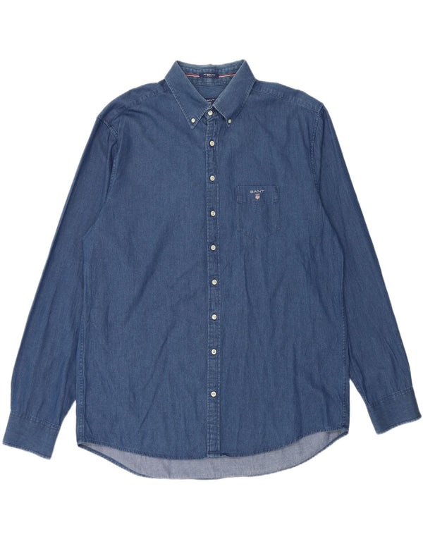 GANT Mens Regular Fit Denim Shirt Size 18 45/46 2XL Blue Cotton