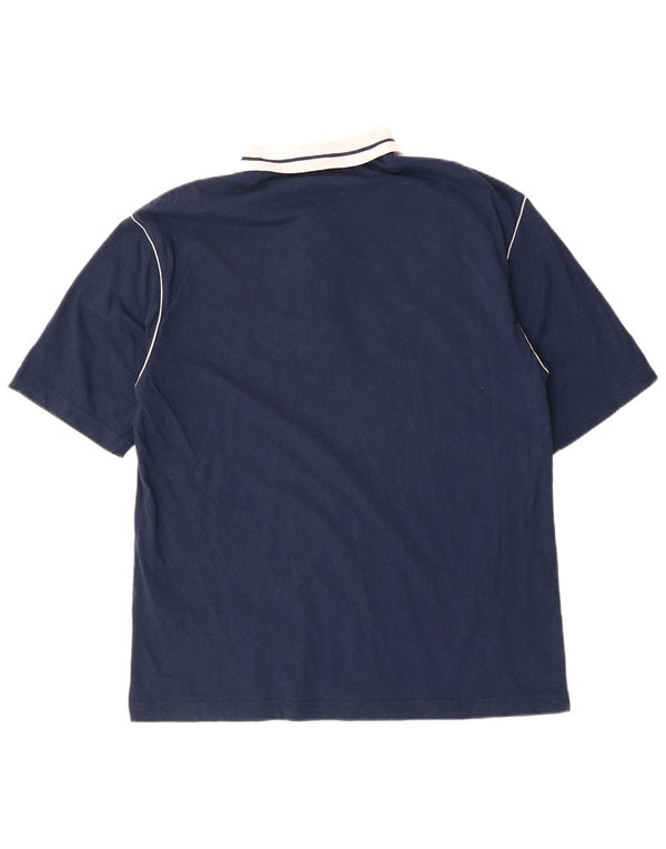 DIADORA Polo de hombre UK 40 Medium Azul marino Colorblock Algodón