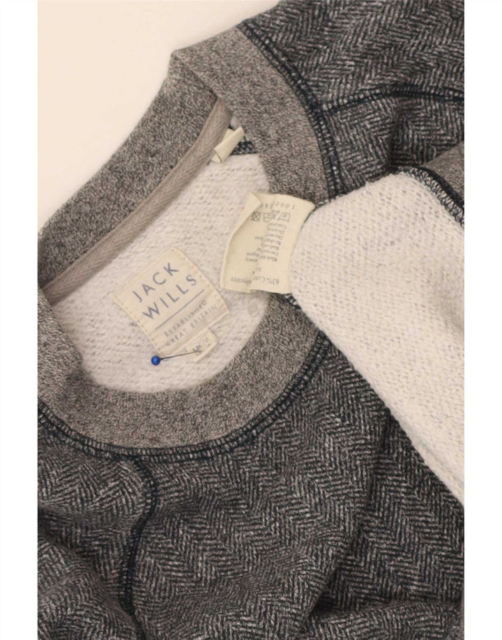 Jack Wills Sudadera corta para mujer Jumper UK 10 Small Grey Herringbone