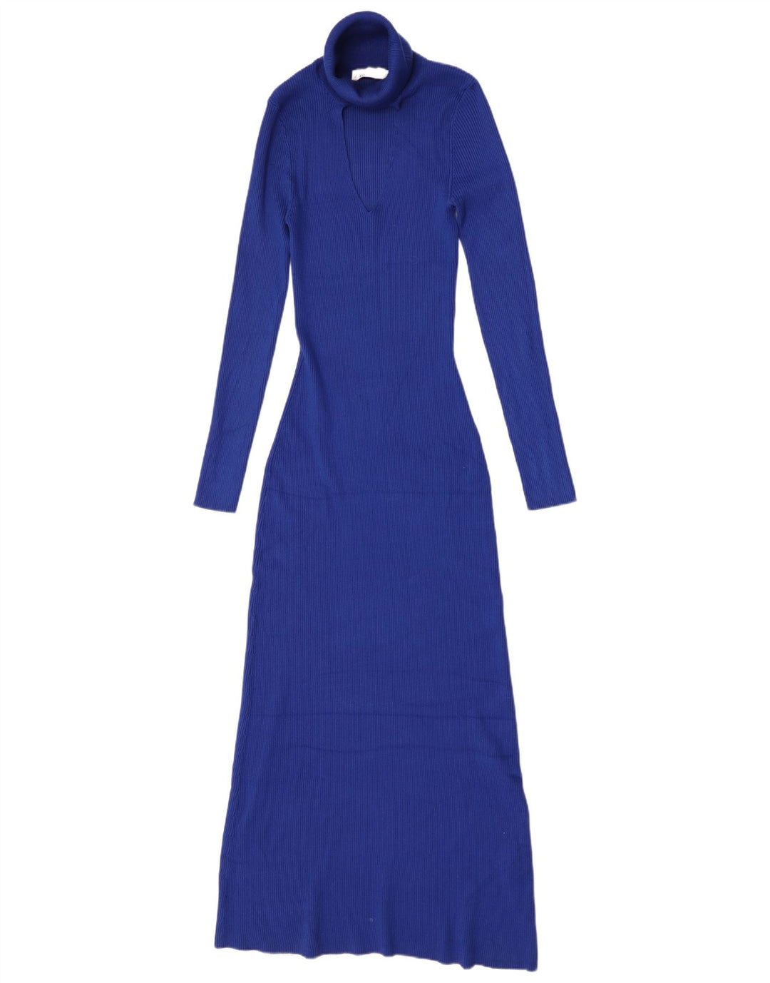 Zara Vestido largo de manga larga para mujer UK 42 Viscosa azul medio