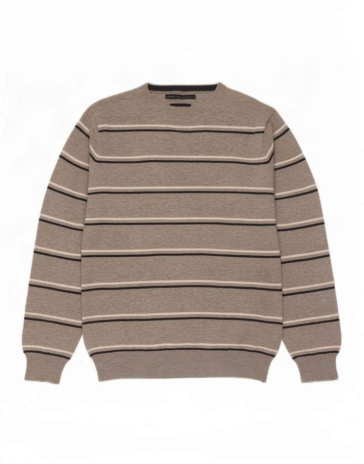 Gant Jersey De Cuello Redondo De Algodón A Rayas Gris Medio Hombre