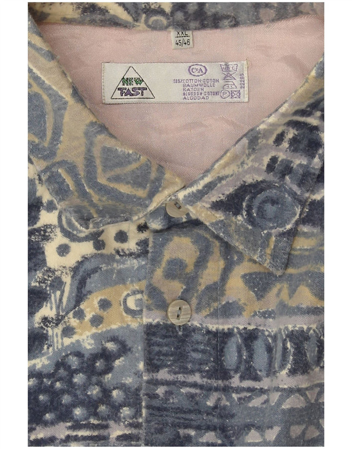 C & A Camisa de franela para hombre 2XL Algodón geométrico azul