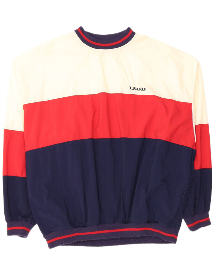 Izod Hombre Jersey Chándal Top XL Azul Marino Colorblock Nylon