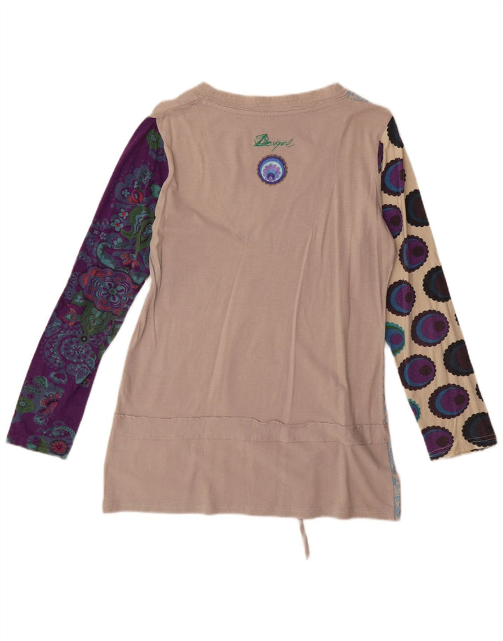 Desigual Top Túnica con Estampado Abstracto para Mujer UK 18 XL Algodón Beige