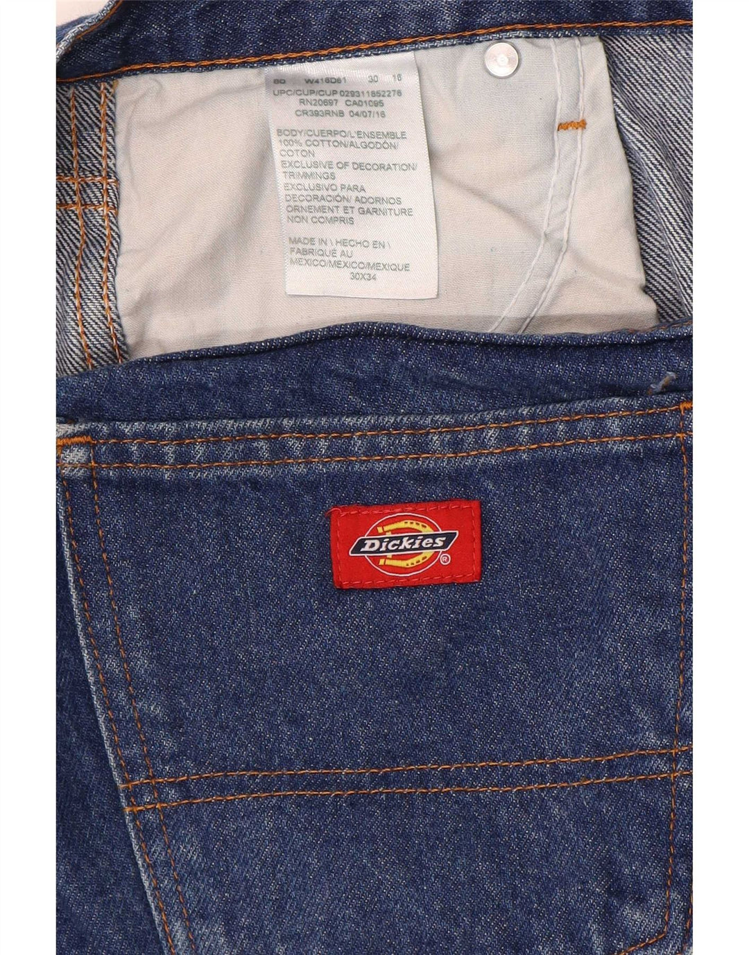 Vaqueros Dickies Hombre Rectos W30 L28 Algodón Azul